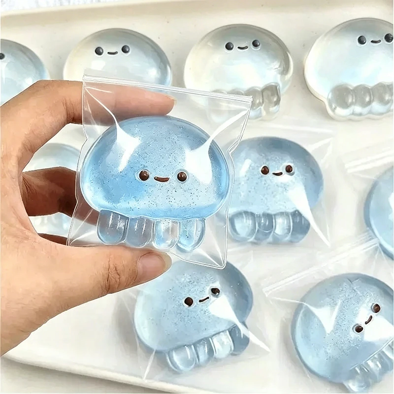 Jellyfish Squishy Squeeze Cute Animal Sea Toy Colorful Transparent Calm Down ADHD Non-toxic Anxiety Relief Squeeze Stretch Toy
