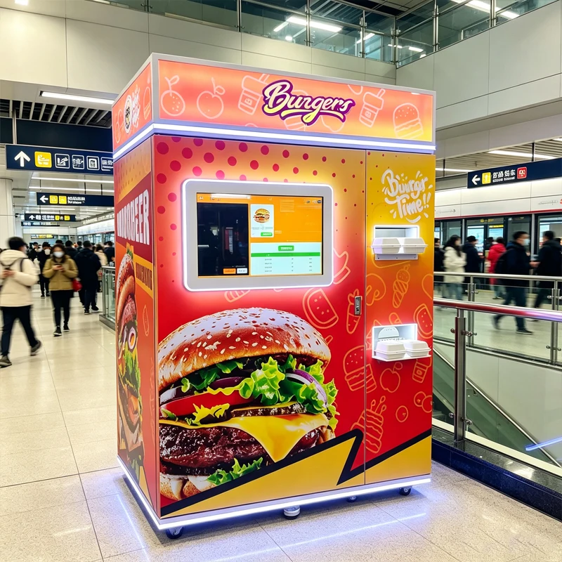 Cinema Commercial Burger Vending Machine 24 Hour Unattended Hot Food Kiosk Customized