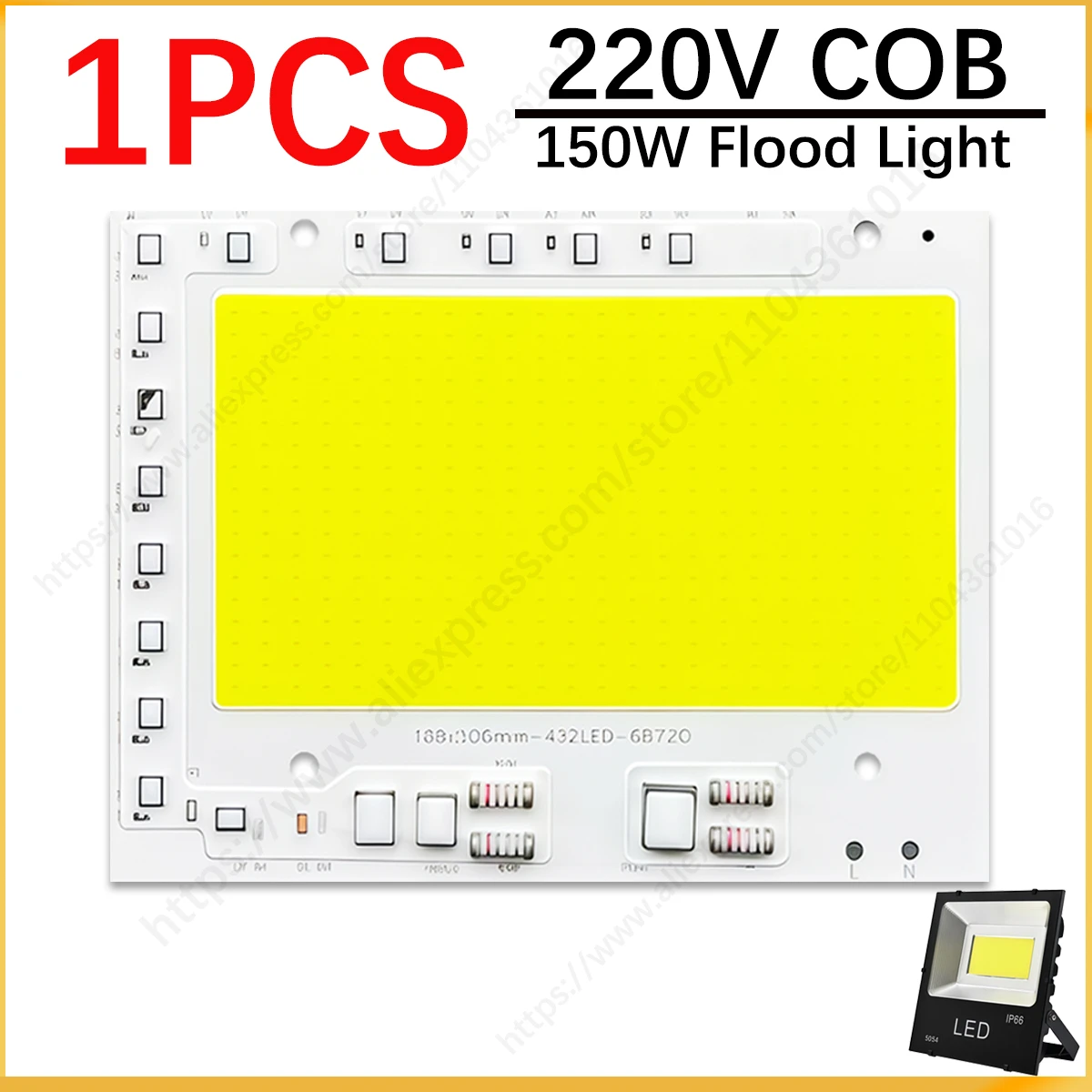 

1PCS 150W 200-240V LED COB Chip Smart IC No Need Driver LED Lamp Light Source For Flood Light Spotlight DIY Lighting
