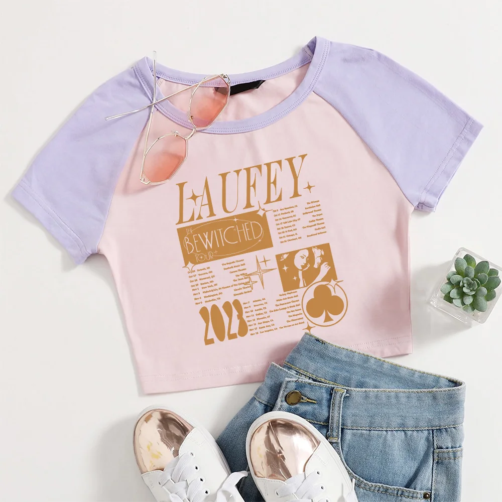 Laufey Crop Shirt Laufey Bewitched Album Shirt Laufey Tour Cadeau voor Laufey Fan Unisex O-hals shirts met korte mouwen