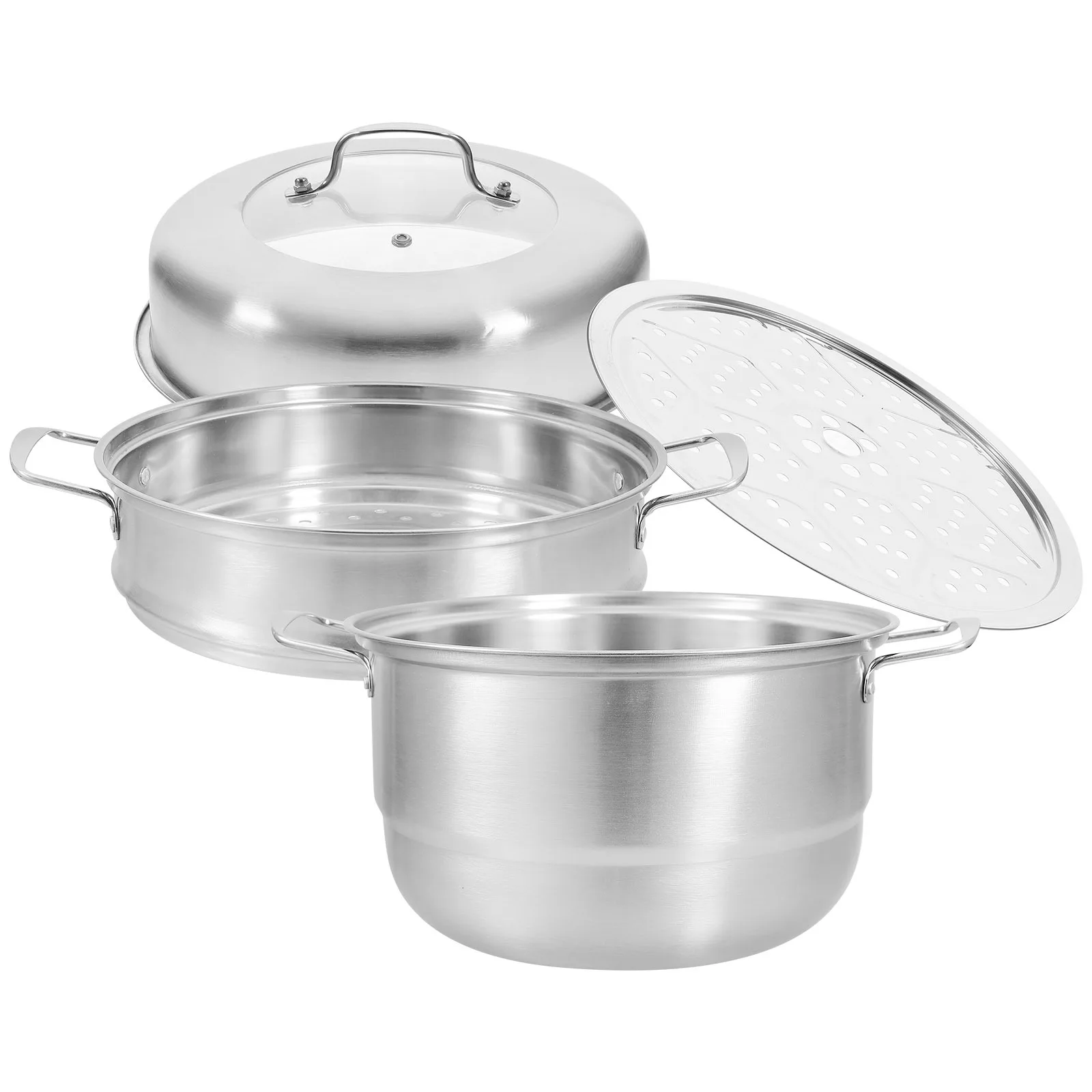 

1Set Thick Stainless Steel Steamer Pot Multi-Layer Design Cooking Pot for Household Restaurant Food Steamer Basket
