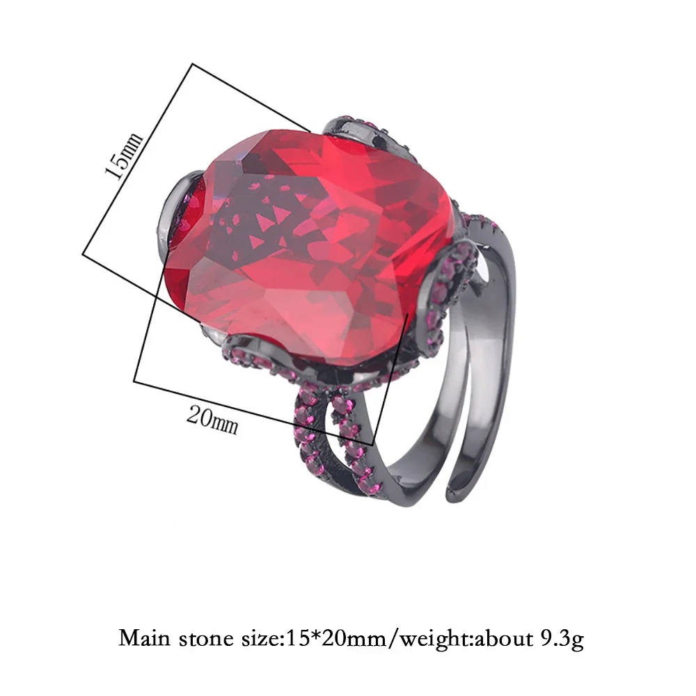 2024 New Trend 15*20MM Ruby Sapphire Ring Gemstone Cocktail Party Fine Jewelry Ring for Women Vintage Accessories Bithday Gifts