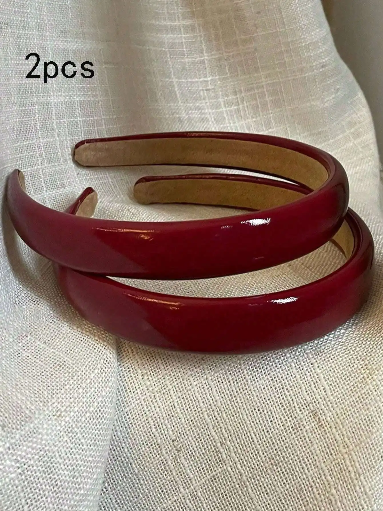 

Vintage Red Faux Leather Headband For Women Simple Daily Wear Non-Slip Hair Accessory