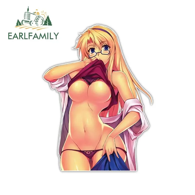 EARLFAMILY Sexy Girl Car Stickers Cartoon Car Styling Vinyl Decal Anime Graphic Window Wiper Tailgate Waterproof Car Accessories