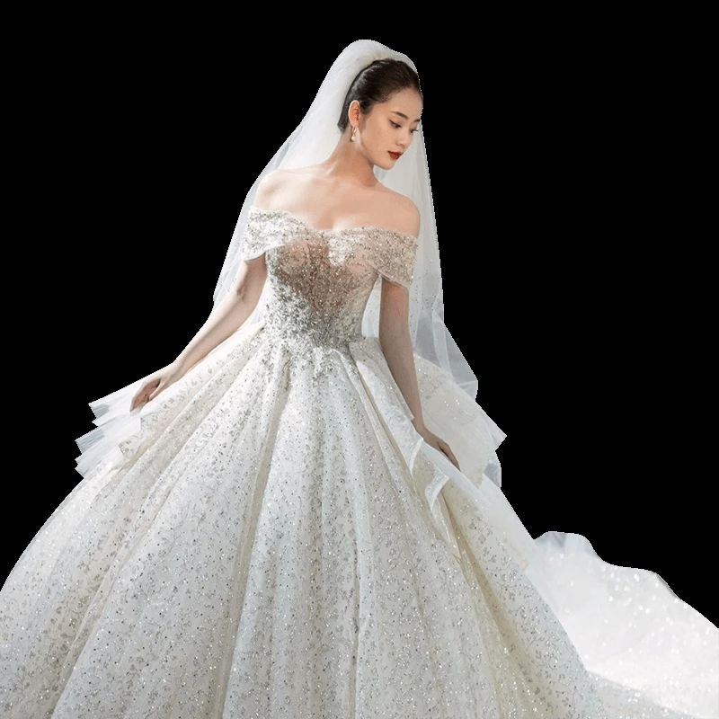 Robe de Mariée Française de Luxe en Dentelle, Vêtement à Grande Traîne ou au Sol, sur Mesure, Grande Taille, Nouvelle Collection