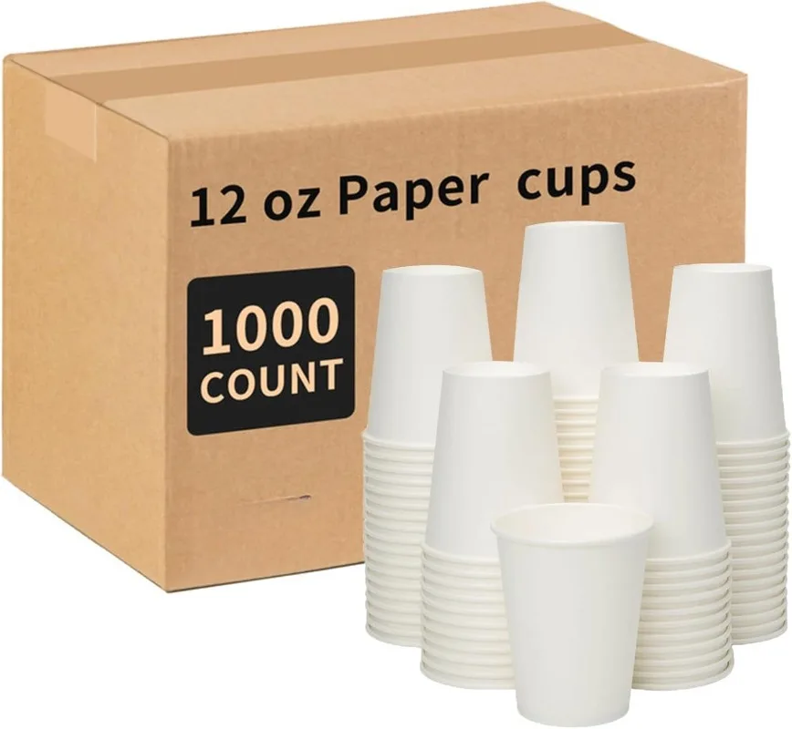 

1000 pack 12 oz Disposable Coffee Cups, Hot Paper Cups Ideal for Party, Home, Office