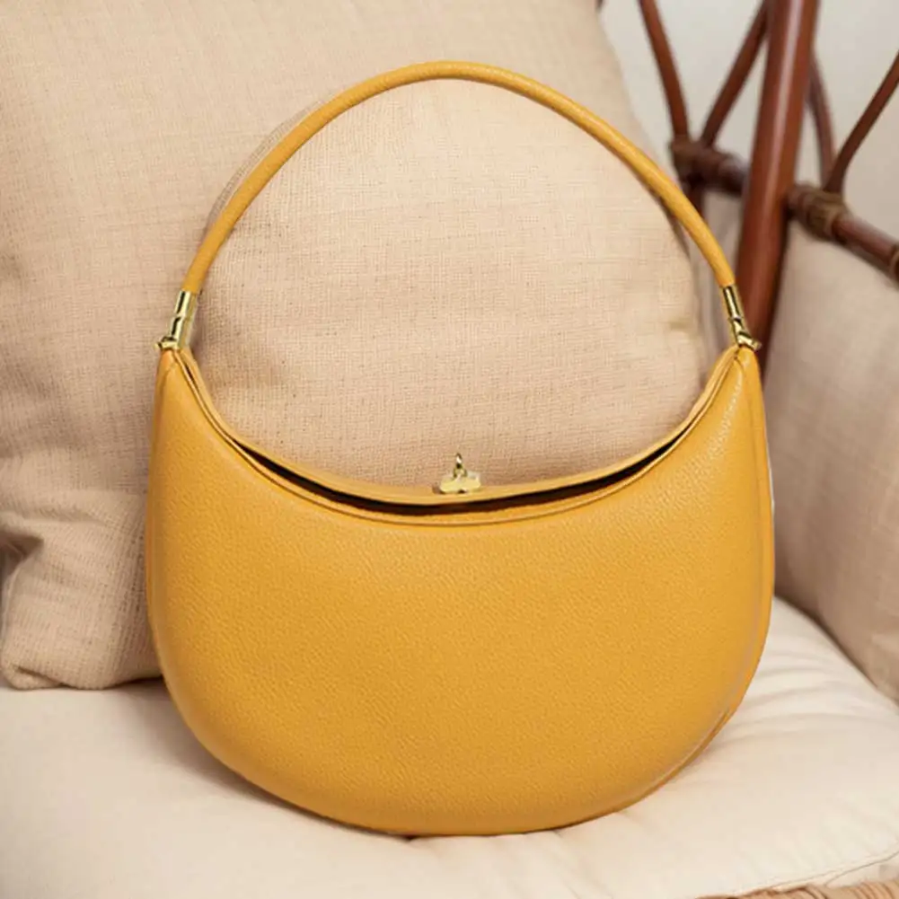 Women Leather Crescent Shoulder Bag Vintage Tote Pouch Chic PU Armpit Bag Satchel Clutch Purse Top Handbags Underarm Hobo Bolsa