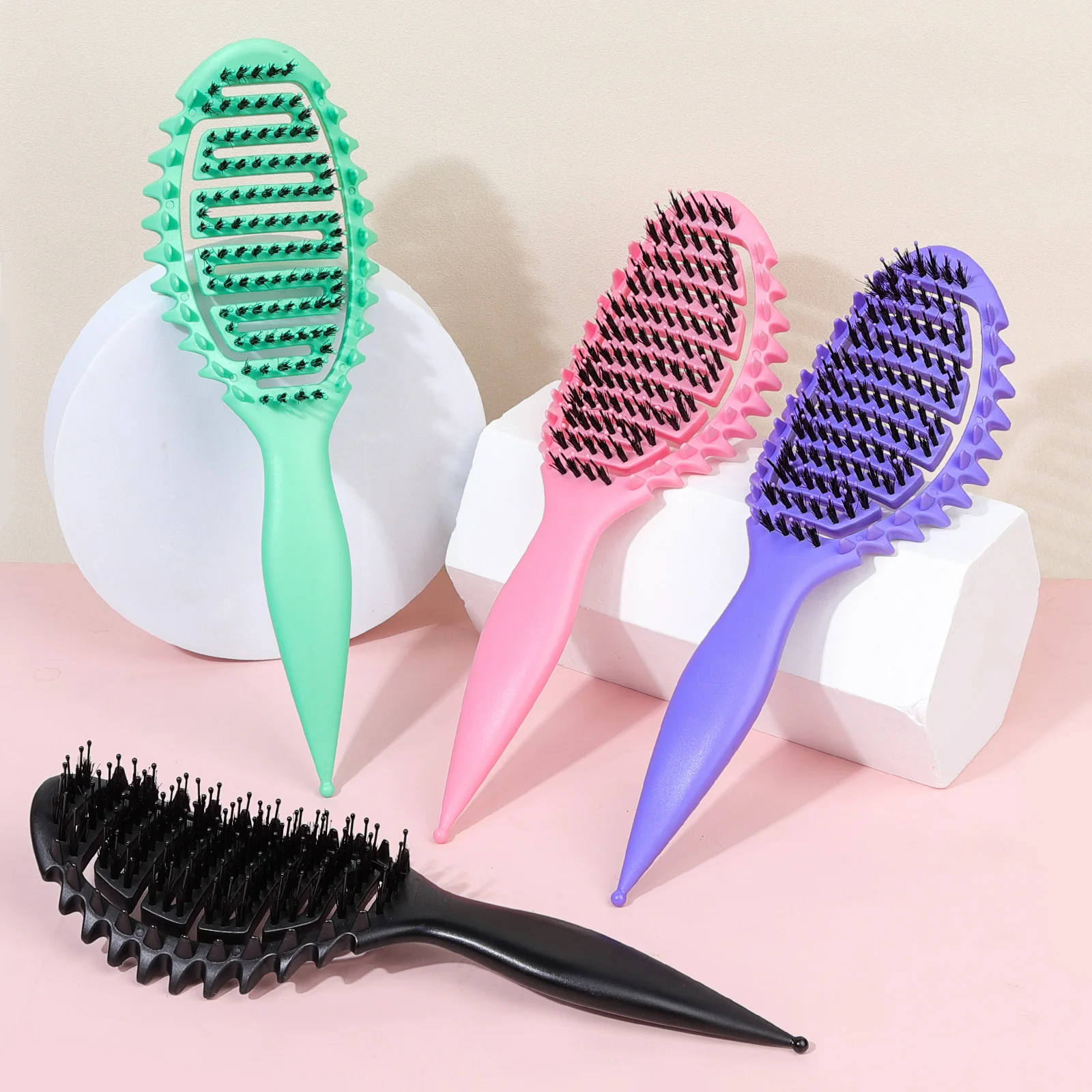 تصفيف فرشاة شعر مجعد صالون مدلك فرشاة تسريح وفك تشابك فرشاة تجفيف مكافحة ساكنة منحني تنفيس فرشاة تدليك فروة الرأس مشط #2