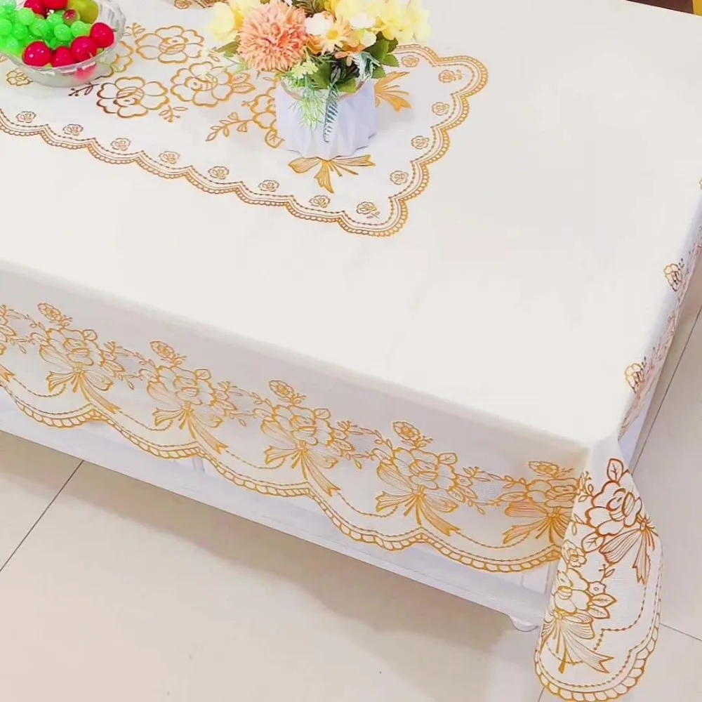 

Rectangular Gold-embossed Tablecloth Smooth 135*180CM Table Cover Cloth Wear-resistant Anti-splash Water Desk Protection Cover
