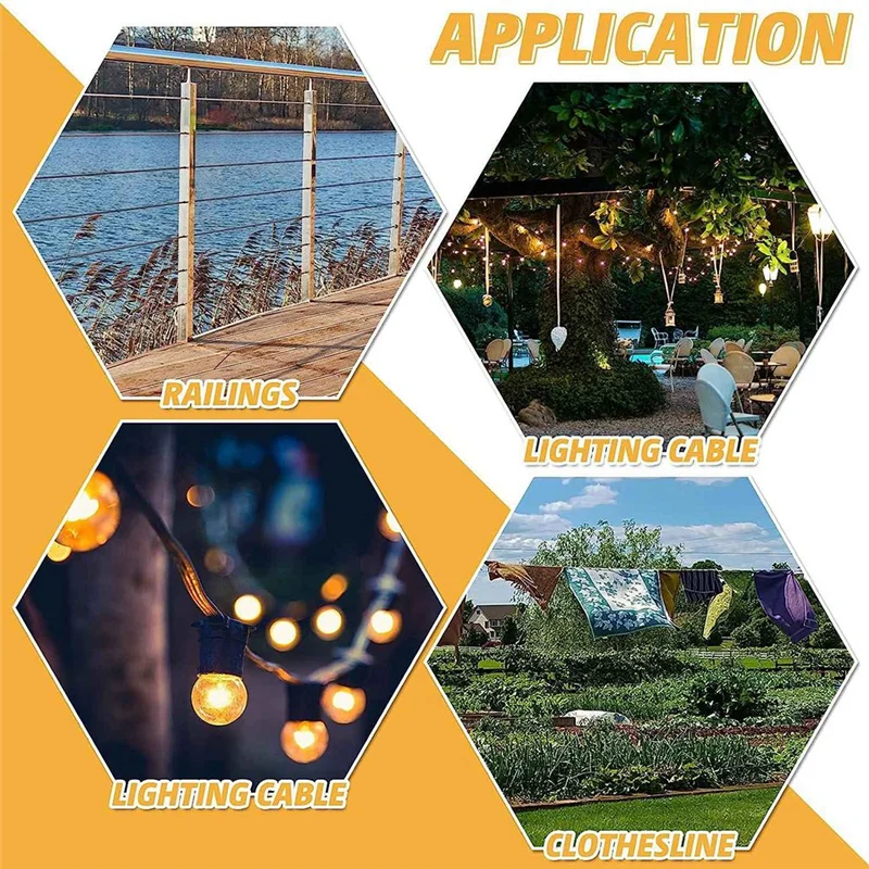 AA81-30 قطعة 1/8 بوصة M3 سلك حبل مشبك كابلات المشبك لسلك حبل تزوير خيمة حبل الحرس درابزين النظام #2