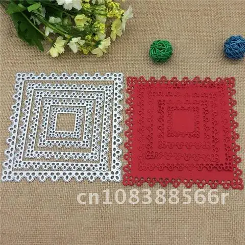 

5pcs Metal Cutting Dies Stencil Scrapbooking Photo Album Card Paper Embossing Craft DIY Square Lace Edge