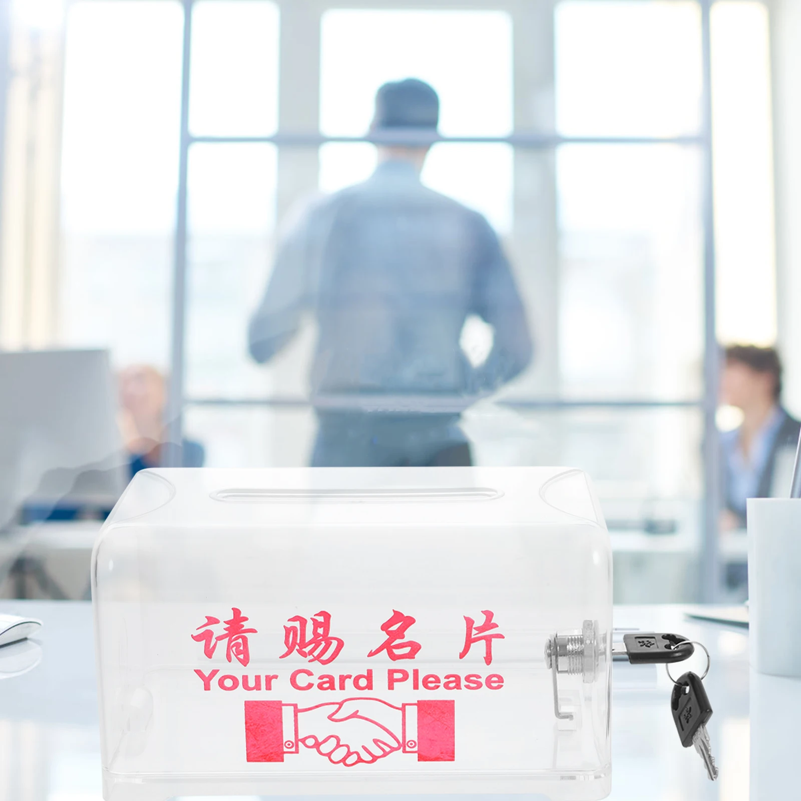

Business Card Case Desktop Holder High Capacity Company Cards Collection Plastic Office