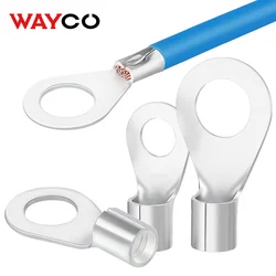 50PCS Ring Crimp Terminals Electrical Wire Connector M3 M4 M5 M6 Non-insulated Round Silver Plated Brass Ferrule Lugs Cable Shoe