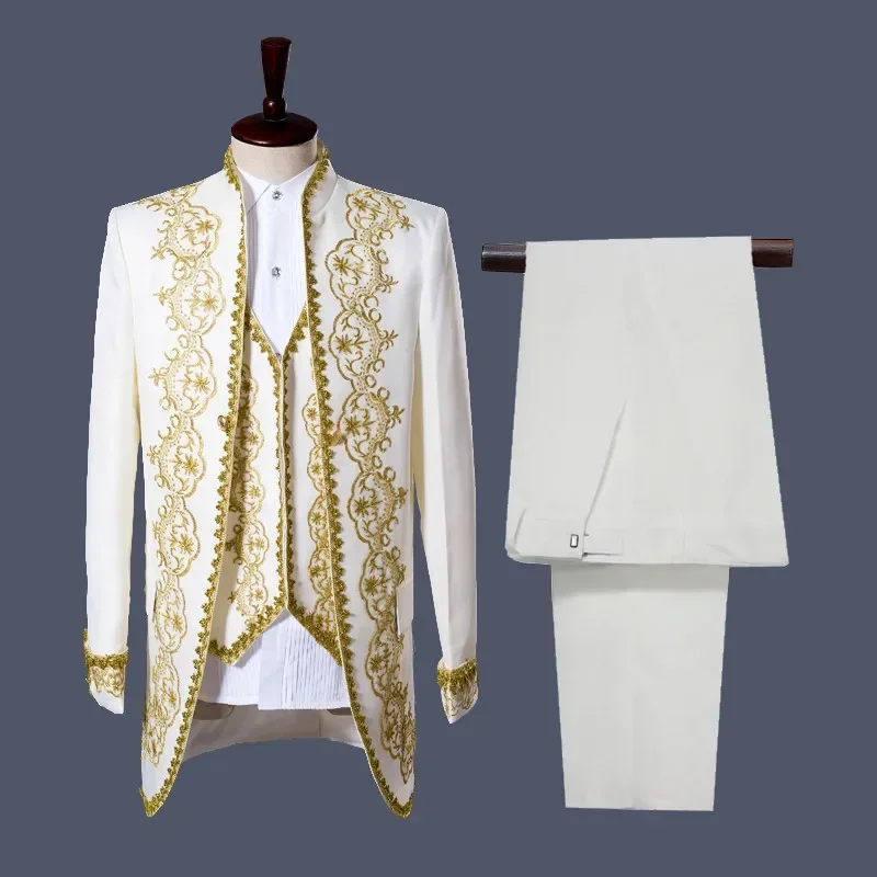 Robe de mariée prince victorien de luxe pour hommes adultes, olympiques blazer, costume de cosplay de scène, veste brodée, pantalon glaCoat, surintendant, ensemble ser