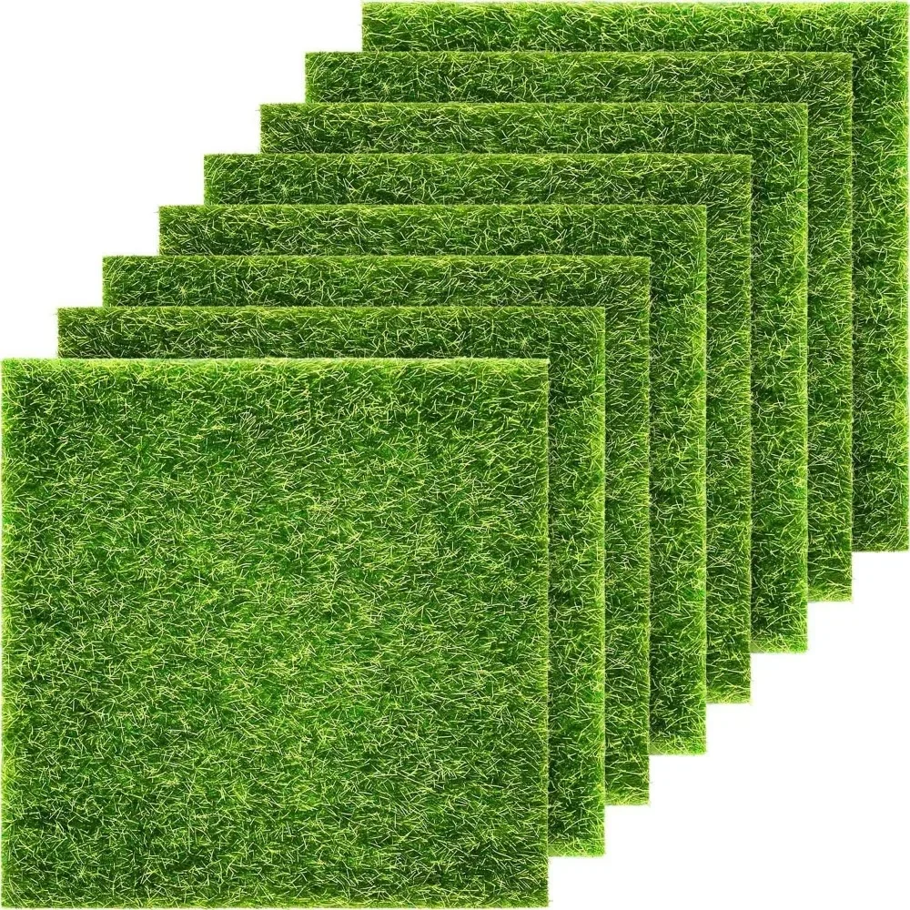 

40 Packs Garden Craft Grass Fake Grass for Crafts 6 X 6 Inches Miniature Ornament Garden Dollhouse DIY Artificial Grass Lawn