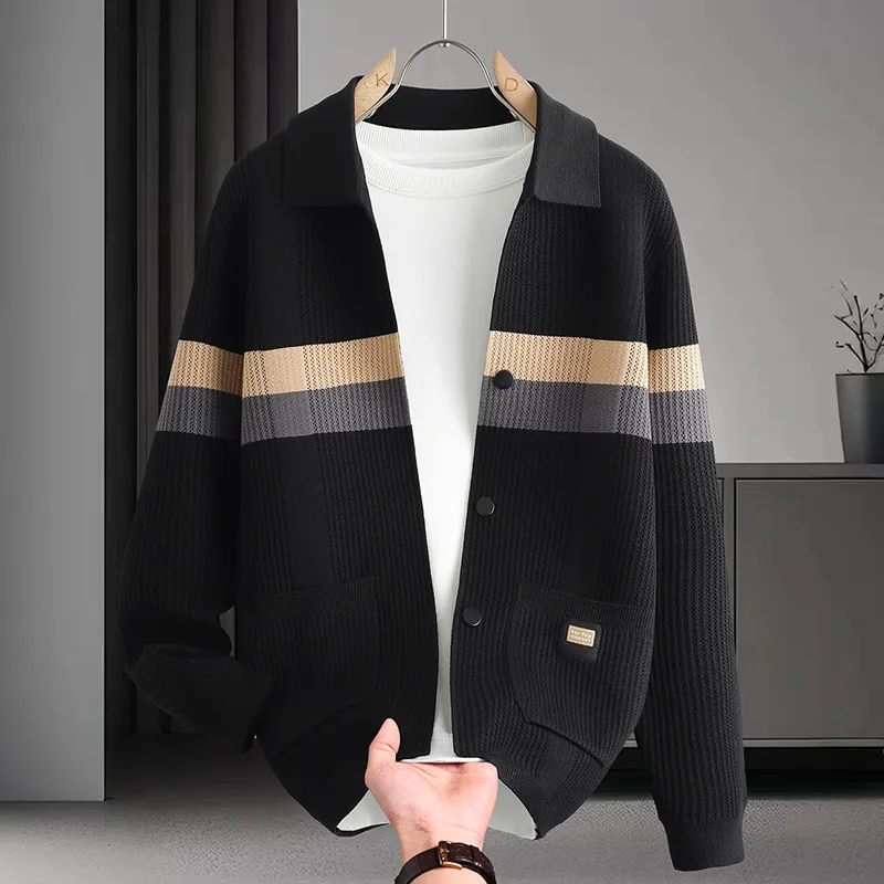 

2025 New Men's Knitted Sweater Cardigan Coat Autumn Winter Casual Button Open Front Collar High Premium Feel Loose Fit Comfor...