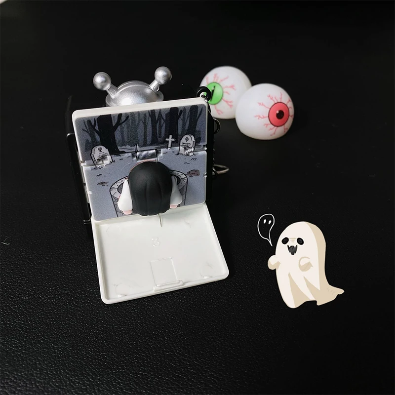 Creativo Mini TV Portachiavi Atmosfera horror Tricky Stress Relief Portachiavi Ciondolo per borsa per regali di travestimento di Halloween