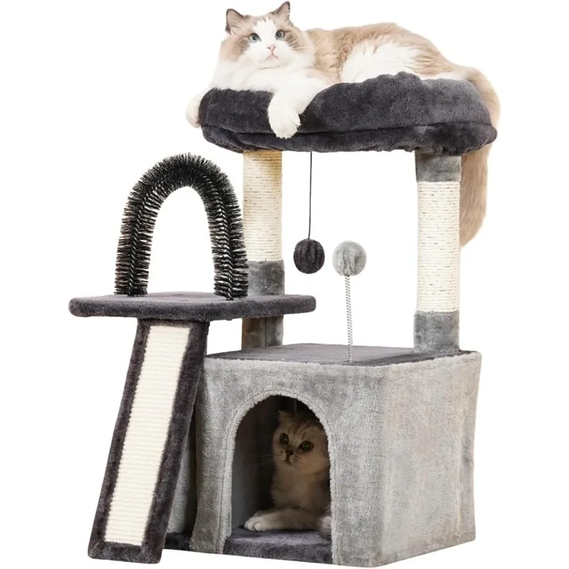 Cat Tree Tower for Indoor Cats, Multi-Level Cat Tree with Scratching Posts & Condos, Cozy Cat Perch, Self Groomer