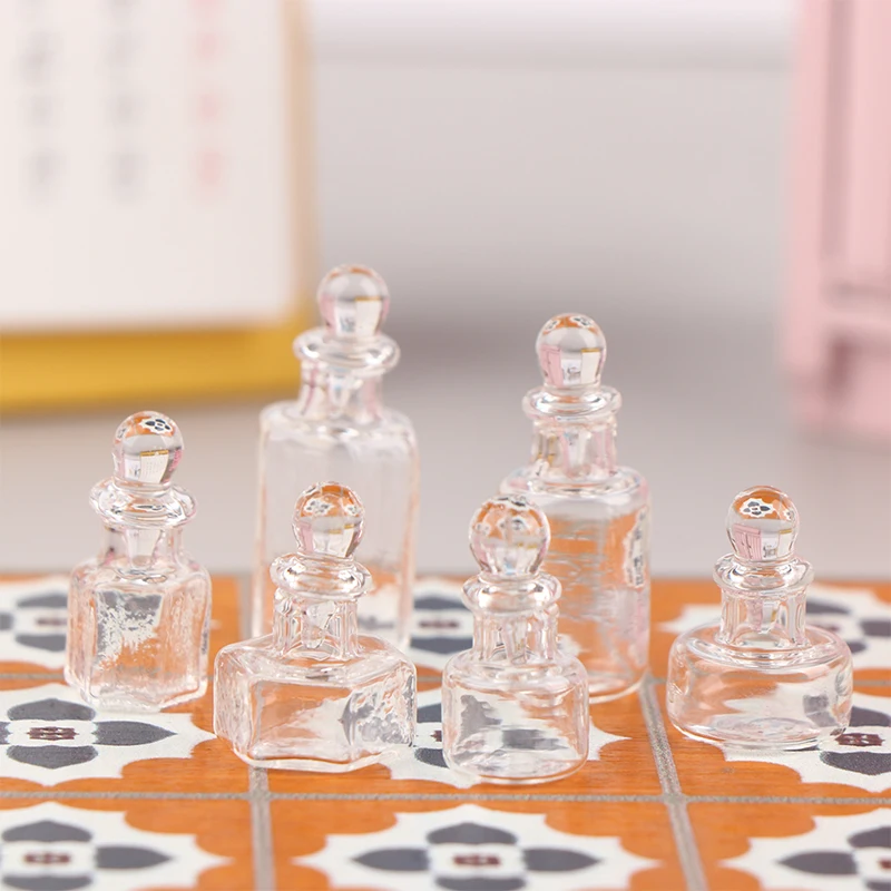 Mini tarro de vidrio para casa de muñecas, tanque de almacenamiento de dulces con tapa, frasco pequeño de deseos, juguete de decoración del hogar, cocina, 1 piezas, 1:12