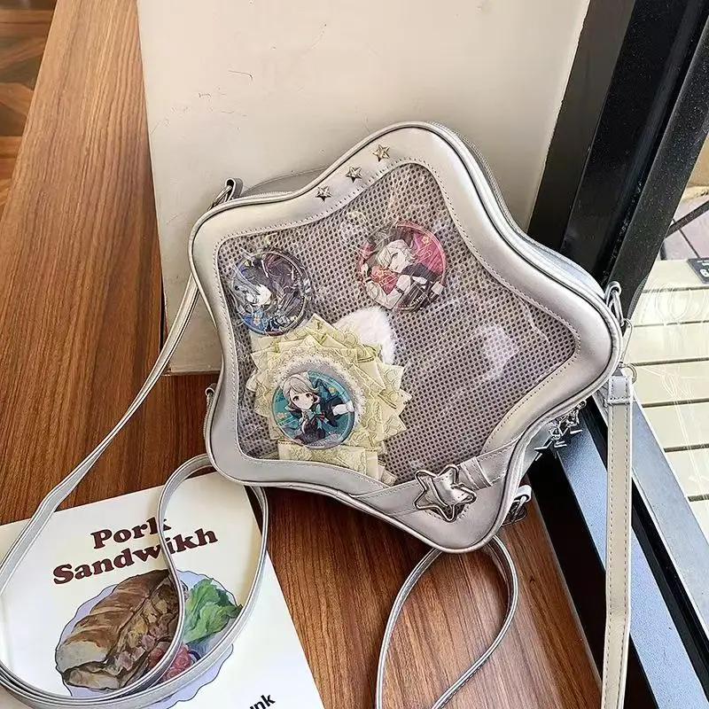 

Japanese Cute Star-shaped Ita Bag, Large Capacity Transparent Badge Display Kawaii Crossbody Bag For Sweet Girl's Shoulder Purse