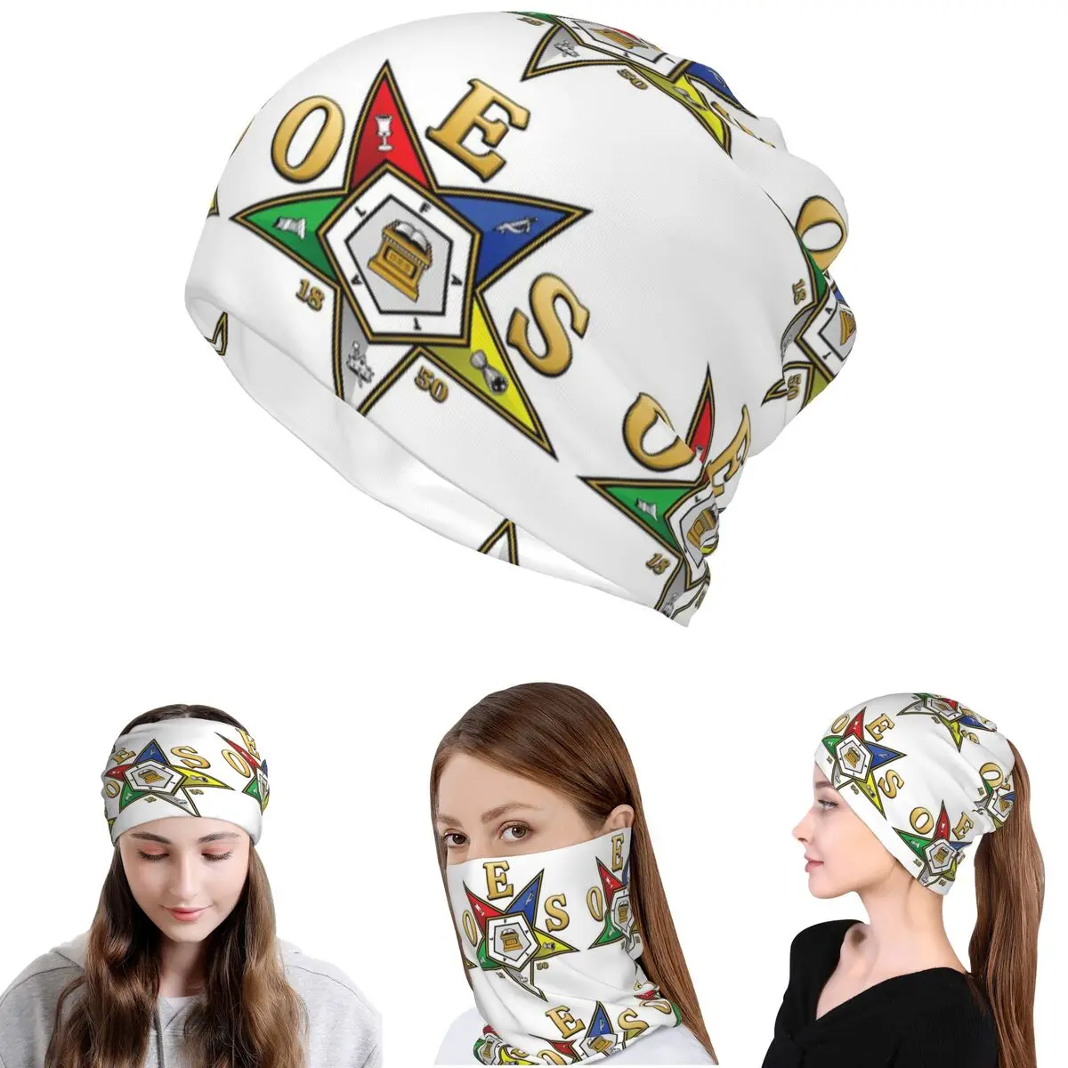 

Order Of The Eastern Star Logo OES Bandana Neck Gaiter Magic Scarf Multifunction Headband Beanies Hat Unisex Adult Winter