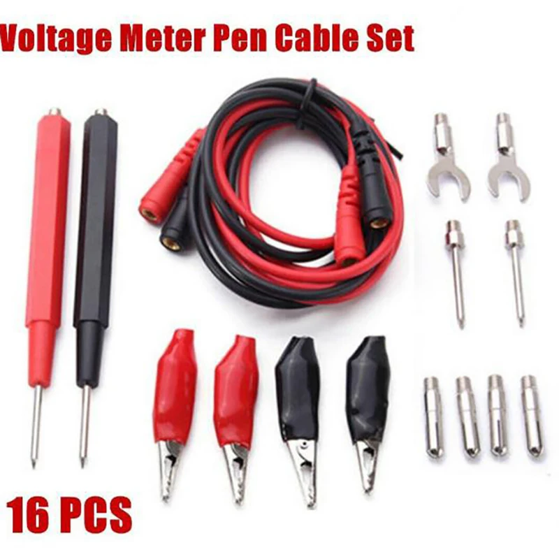 16pcs in 1 set Universal Digital Multimeter Probe 90cm Needle Tip Probe Test Leads Pin Wire Pen Cable Test Line Assortment Kit