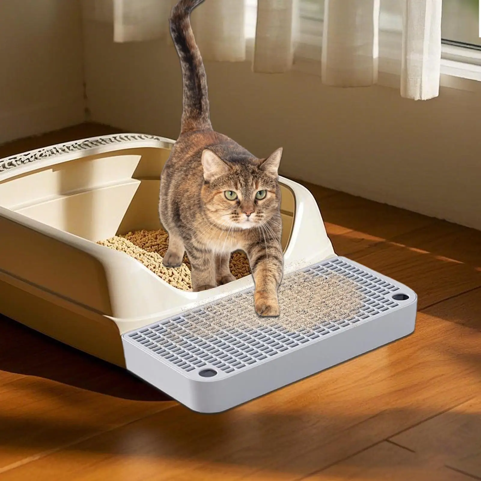 Litter Box Step Cat Litter Station with Filter Function Waterproof Home Kitten Toilet Ramp Pedal for small cat elderly cat