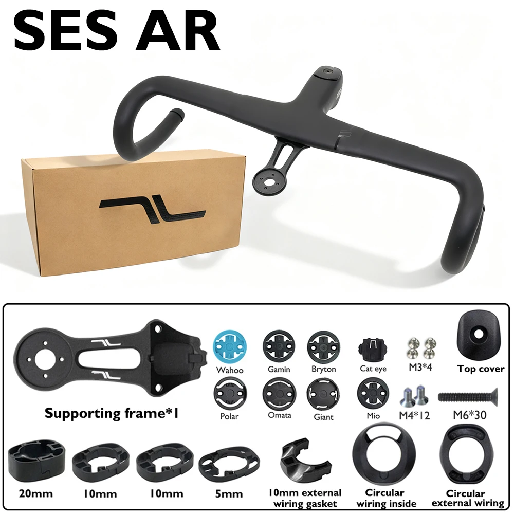 

IN-ROUTE SYSTEM Road Bike Aero Cockpit Internal Wiring Stem 80-130mm Width 380-440mm -7° Angle 129mm Drop 76mm with Accessory