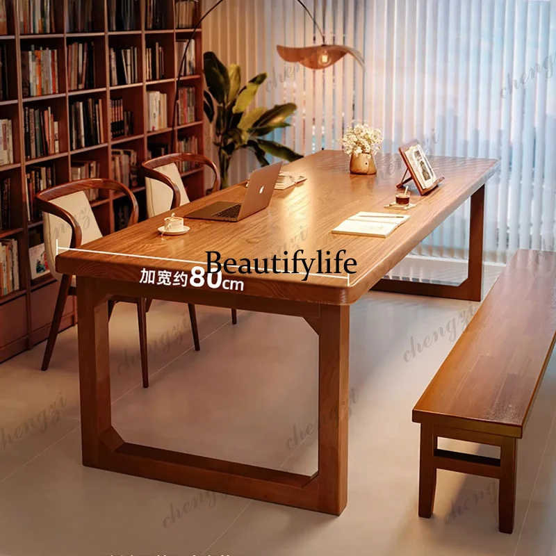L181 All solid wood long desk reading study table workbench office desks and workstations Motion Room Table pliante Office