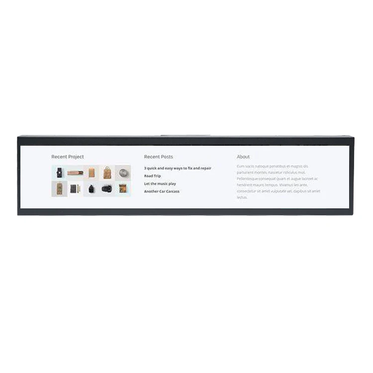 Ultra-wide Bar LCD Display Digital Header Menu Board Stretched Signage Restaurant Cafe Fast Food Shop Banner Standard Agency