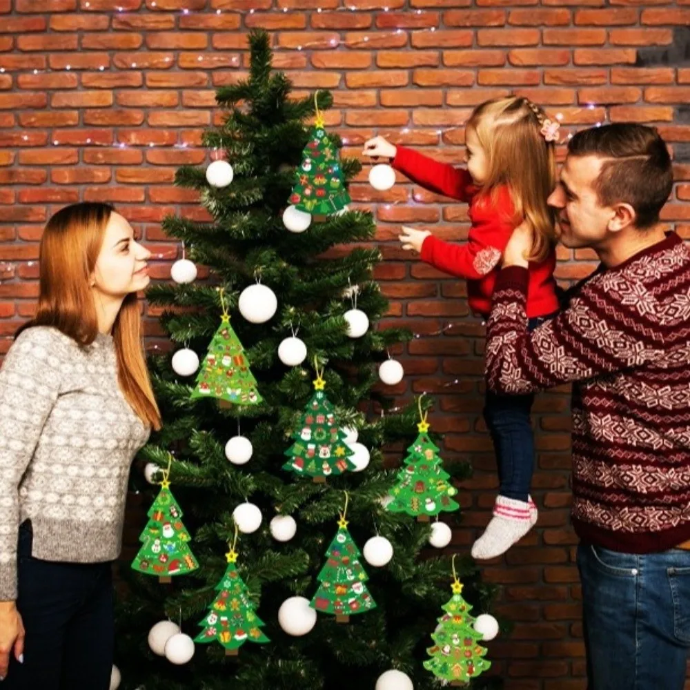 

24 шт., милые мультяшные наклейки на рождественскую елку, подарочные бирки «сделай сам», рождественский подвесной кулон, рождественские поделки, сувениры для вечеринки, рождественские украшения