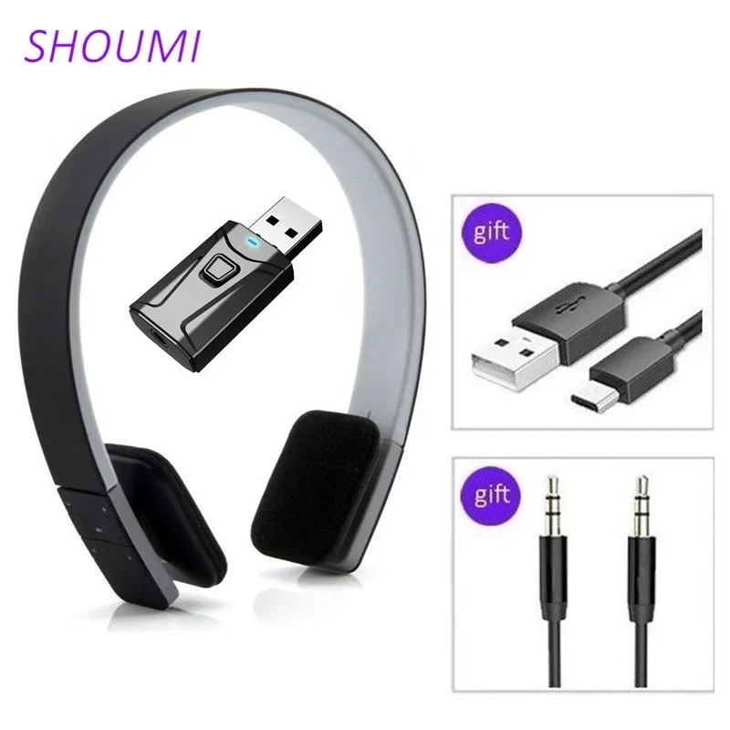 Shou Mi Sport Headset Noise Reduction Earbuds Wireless Headphon with Bluetooth USB TV Adaptor Deep Bass Sound for Smart TV Phone