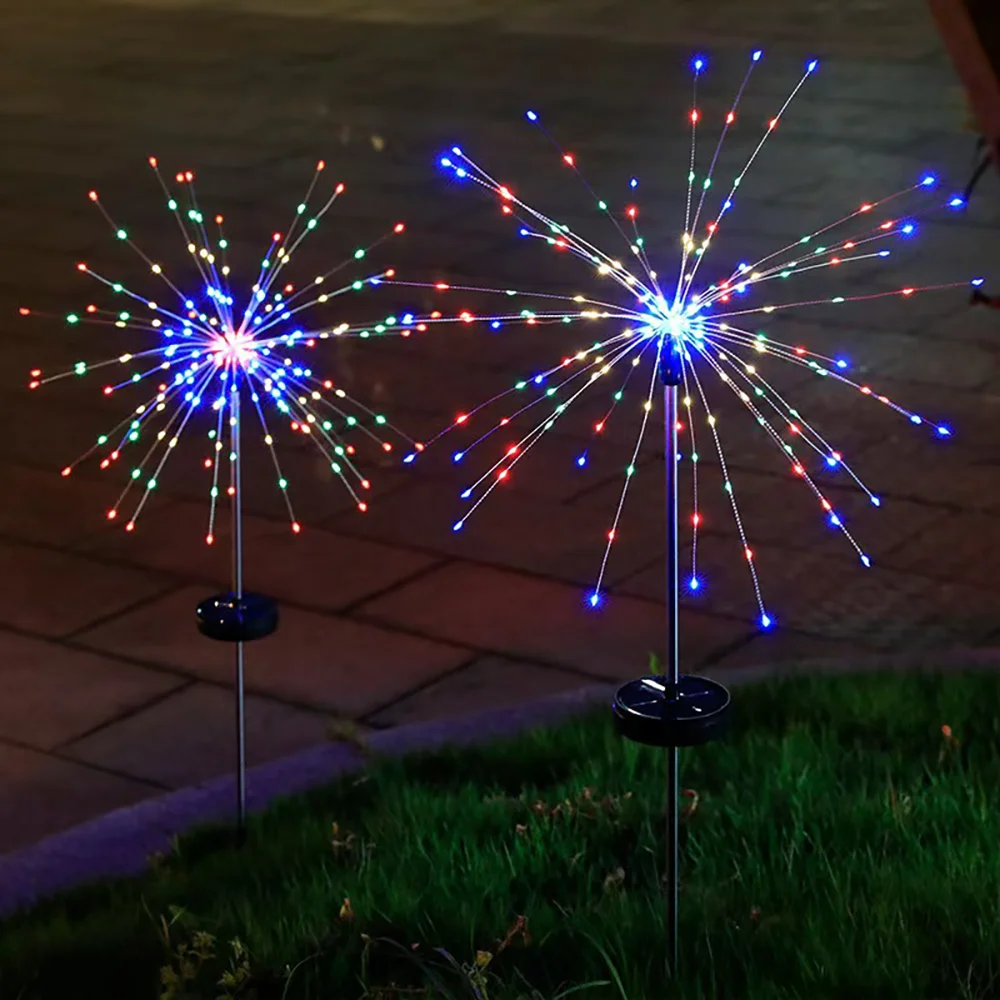 90 مصابيح LED للألعاب النارية الشمسية مقاومة للماء في الهواء الطلق مع 8 أوضاع إضاءة سلسلة ضوء خرافية لساحة تزيين حديقة عيد الميلاد