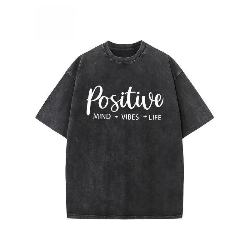 

"Positive Mind T-Shirt for Women | Vintage Washed Motivational Graphic Tee | Retro Good Vibes Gift | Inspiring Quote Top"