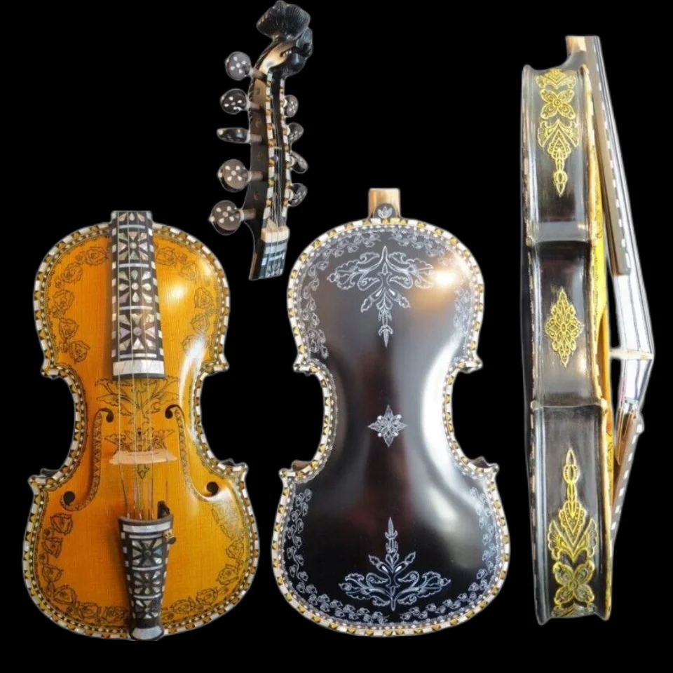 Deluxe hardanger Norwegian fiddle 4/4 violin 4*5 strings of professiona concert