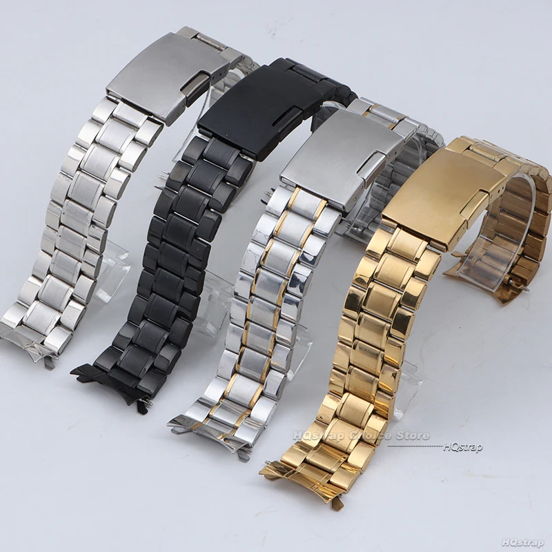 أربطة ساعة من الفولاذ المقاوم للصدأ لسايكو ، حزام معصم مقاوم للماء للرجال والنساء ، سوار عالمي ، نهاية منحنية ، روليكس ، 20 ، 22