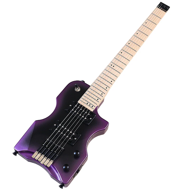 30 Inch Mini Headless Electric Guitar Basswood Body Canada Maple Neck 6 Strings 24 Frets Travel Guitar with Gig Bag