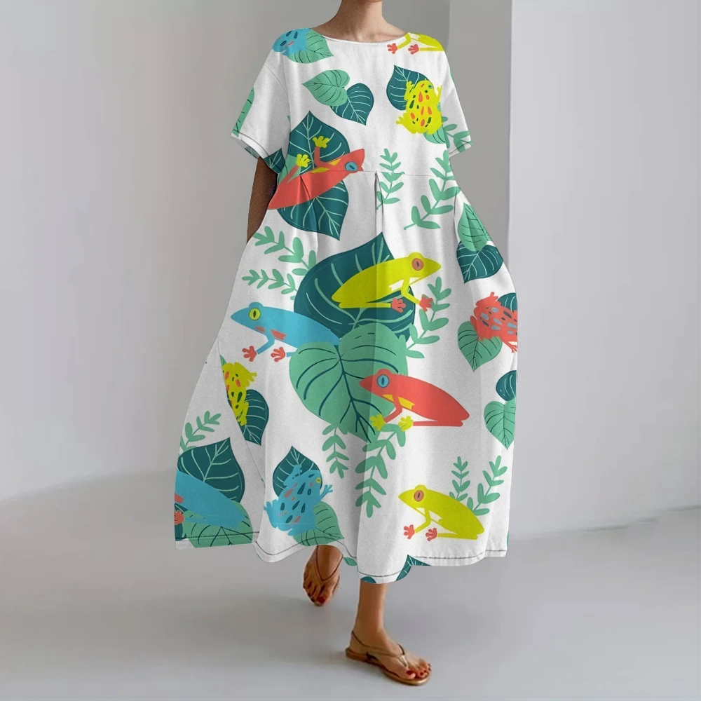 Vibrant Tropical Dress Casual Nature-Inspired Dress Bohemian-Style Dress Eco-Friendly Fashion Wear Vacation-Worthy Dresses