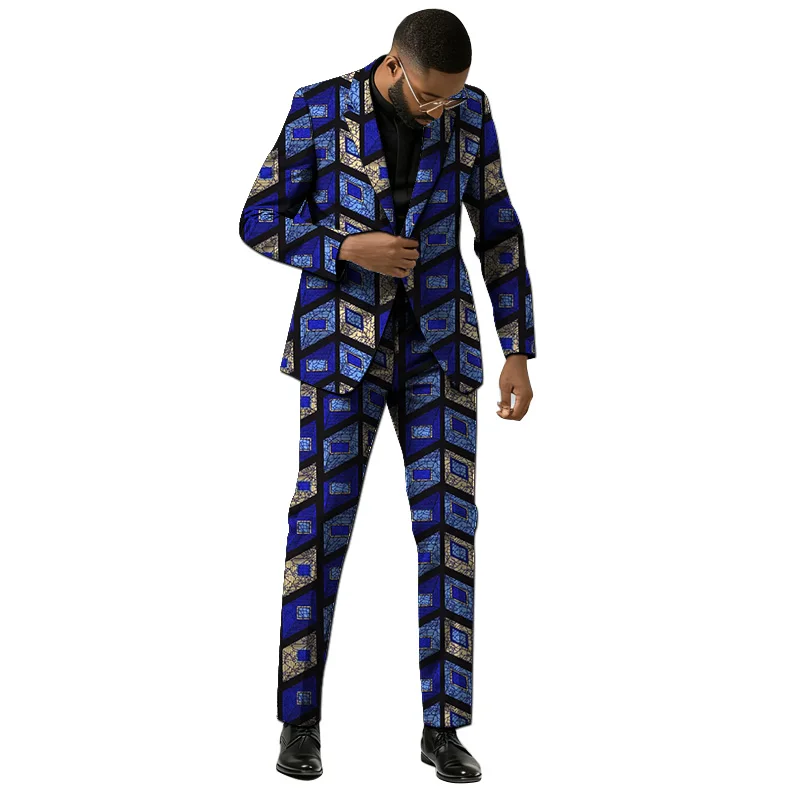 بدلة بيان كوتور الأفريقية للرجال مع نمط فني متعدد الألوان سترة وسراويل مميزة مجموعة ملابس رجالية عصرية عبر الحدود #6