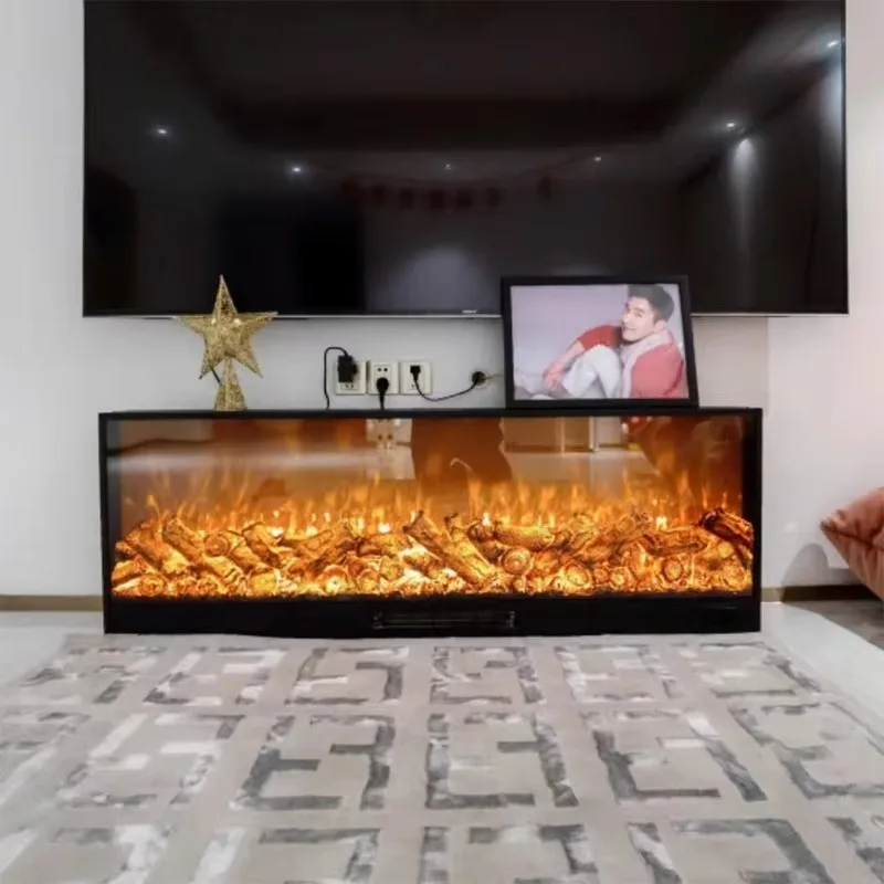 Customised European Style Electric Fireplace Cabinet Freestanding with Remote Control Artificial Flame for Villa Use