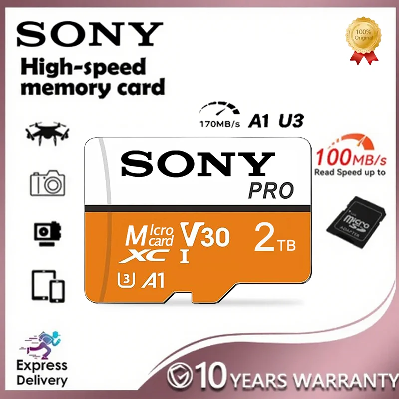 

SONY 2TB Micro SD Card Memory Card Class 10 256GB 128GB 64GB U3 4K High Speed Cartao De Memoria TF Mecard 512GB C10 Flash Memory