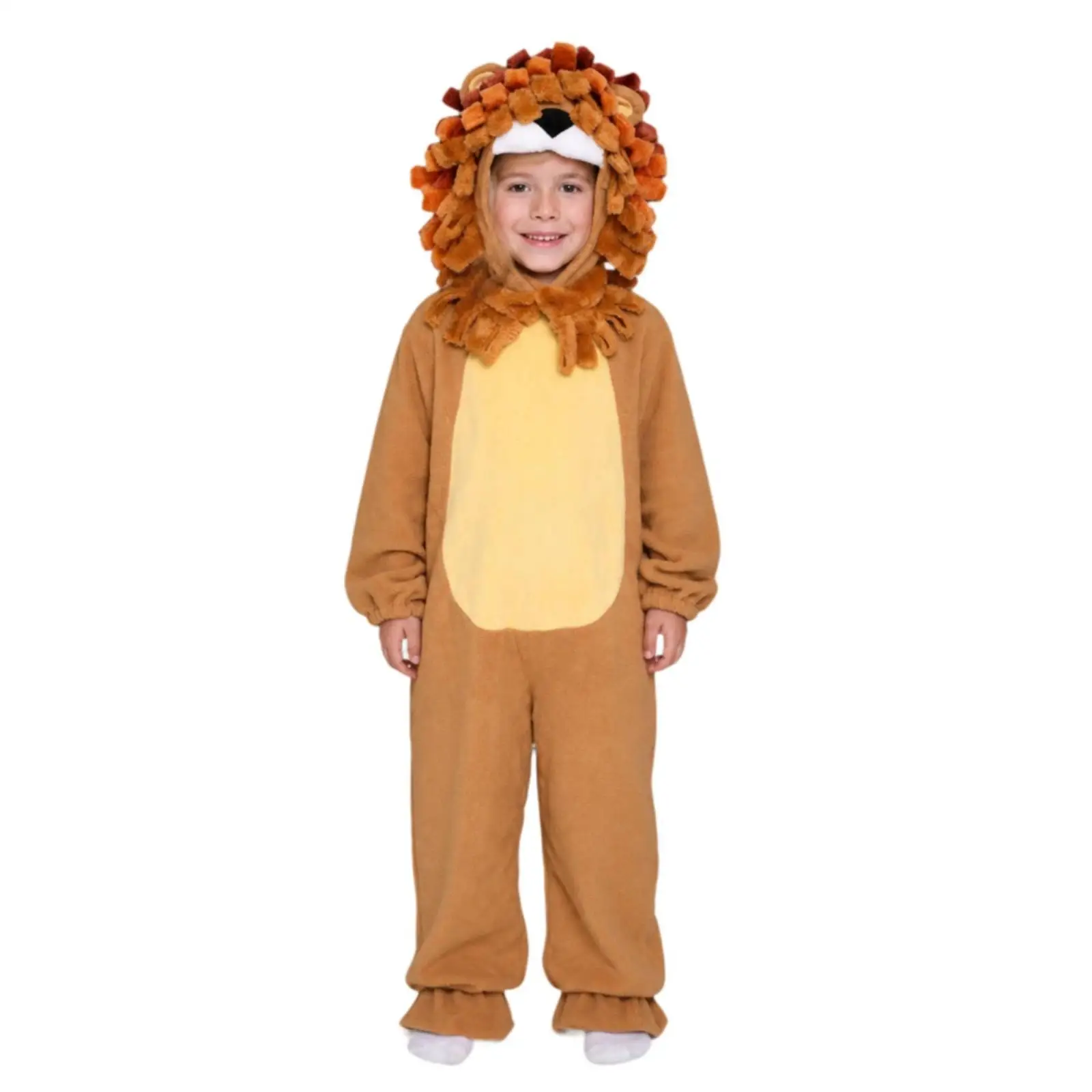 Lion Costume One-Piece Lion Jumpsuit with Hood Soft for Dress-up, Kids, Toddlers