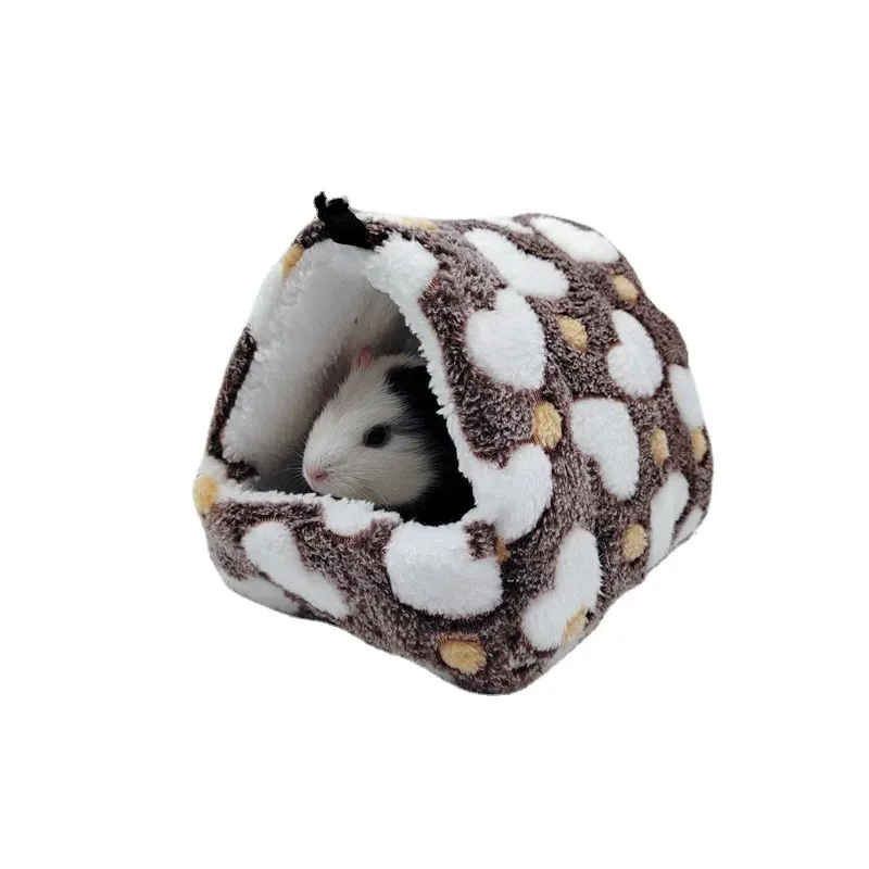 1PCS Coral Fleece Dot Printing Small Foam Pet House Hanging Hamster Bed With Zip For Small Animals Squirrel Parrot Cotton Nest