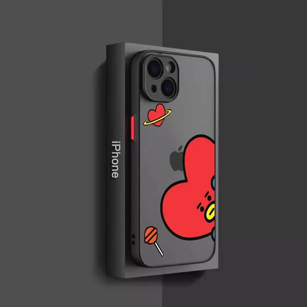 حافظة هاتف كرتونية لـ-B-BT21s- حافظة هاتف لهاتف آيفون 14 11 12 13 Mini Pro Max 8 7 Plus X XR XS MAX غطاء شفاف غير لامع #3