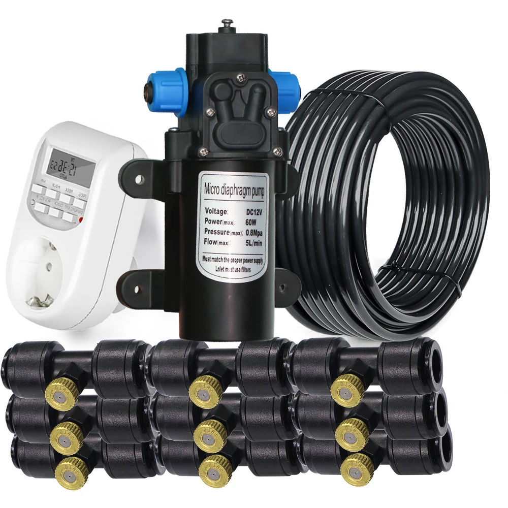 

Насос 60 Вт, автоматическая система охлаждения и полива, комплект для орошения сада на открытом воздухе, 0,6 мм, латунная насадка для распыления, распылительное устройство