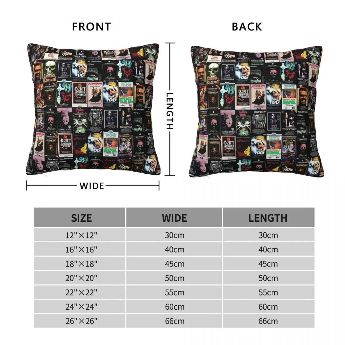 Retro Horror Vhs Artwork 1980 Square Pillowcase Polyester Linen Velvet Creative Zip Decorative Sofa Cushion Cover 45x45