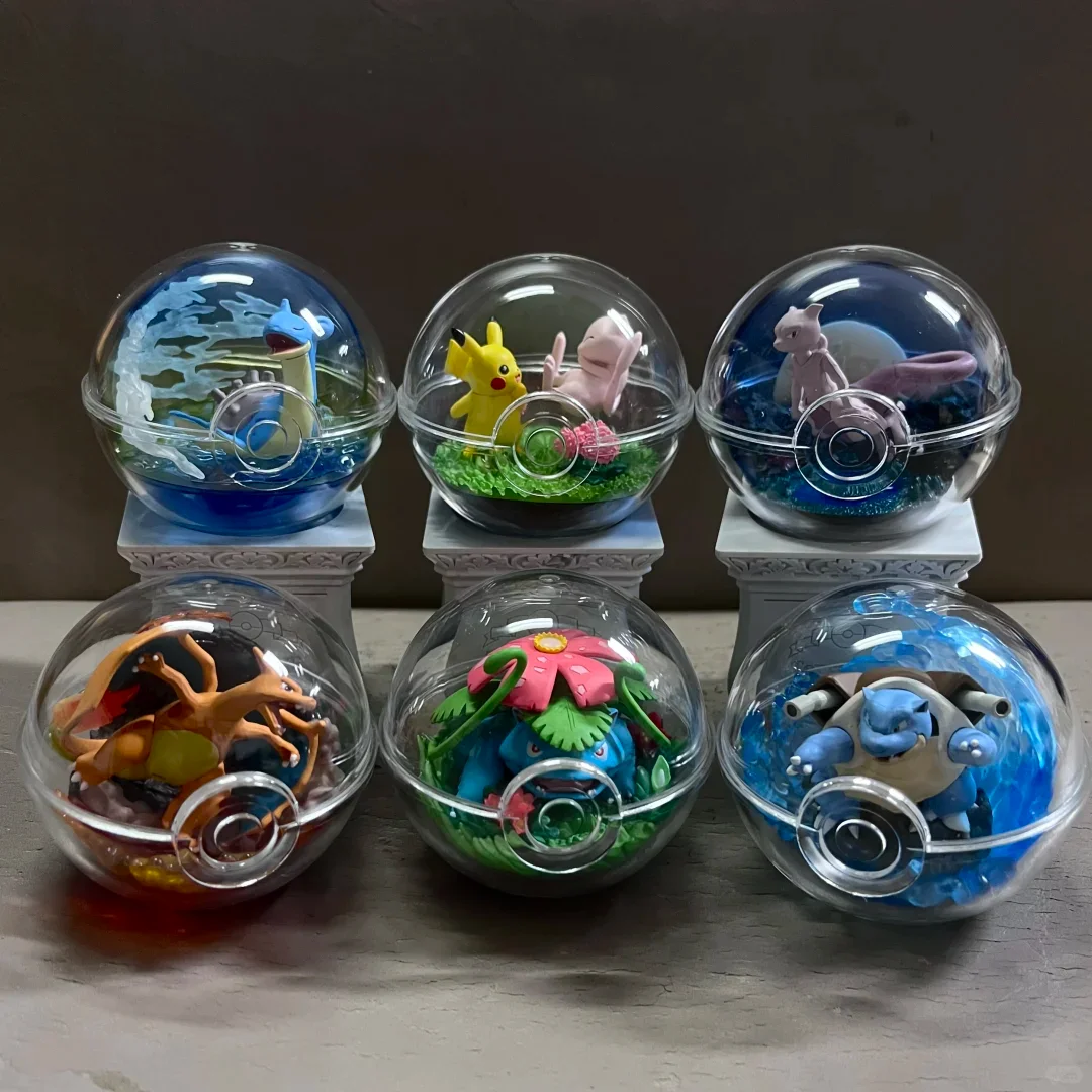 Re-Ment Pokémon: Colección Terrario Pokeball - 15 Cajas Sorpresa con Figuras Coleccionables de Charizard, Mewtwo, Mew, Lapras, Blastoise - Juguete de Regalo