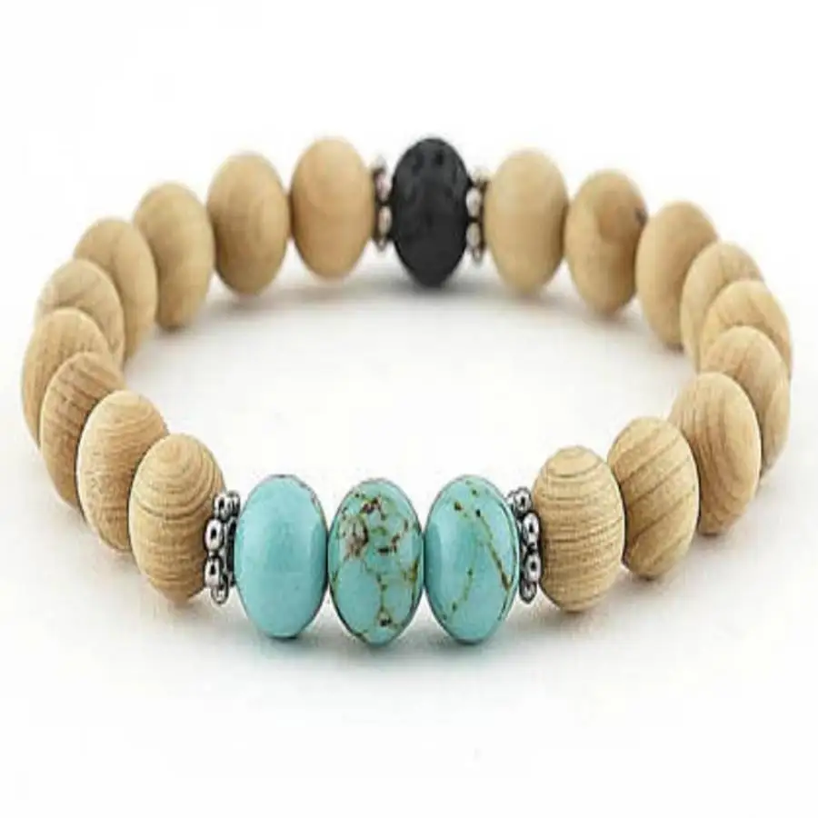 

Handmade natural Turquoise beads bracelet,men's cuff button,Ramadan prayer bead,women's meditation,holiday gift,daily wear