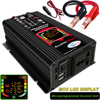 6000W Car Power Inverter LCD Display DC 12V To AC 110/220V Power Converter With Dual USB Ports And AC Outlets Inverter