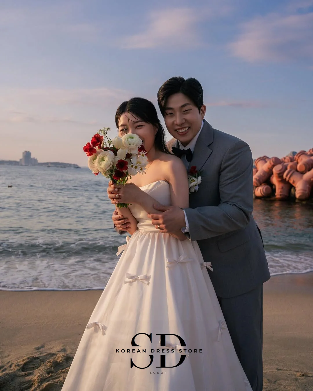 Sondr 2025 Lovely Korean Wedding Dresses Strapless Bow Silk Satin Self-Wedding Dress Photo Shoot Customized Corset Bridal Gown